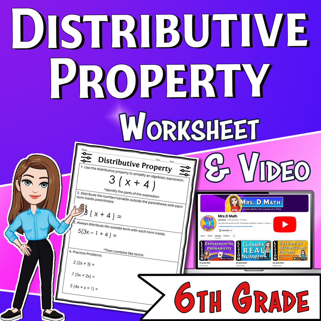 Distributive Property Video Lesson Worksheet | 6th grade