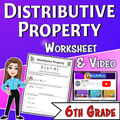 Distributive Property Video Lesson Worksheet | 6th grade