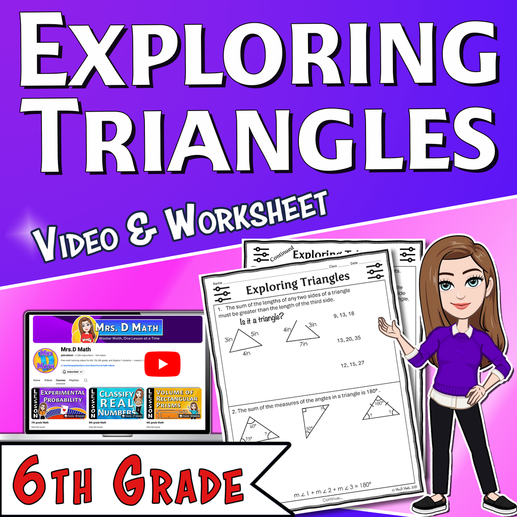 Exploring Triangles Video Lesson Worksheet | 6th grade