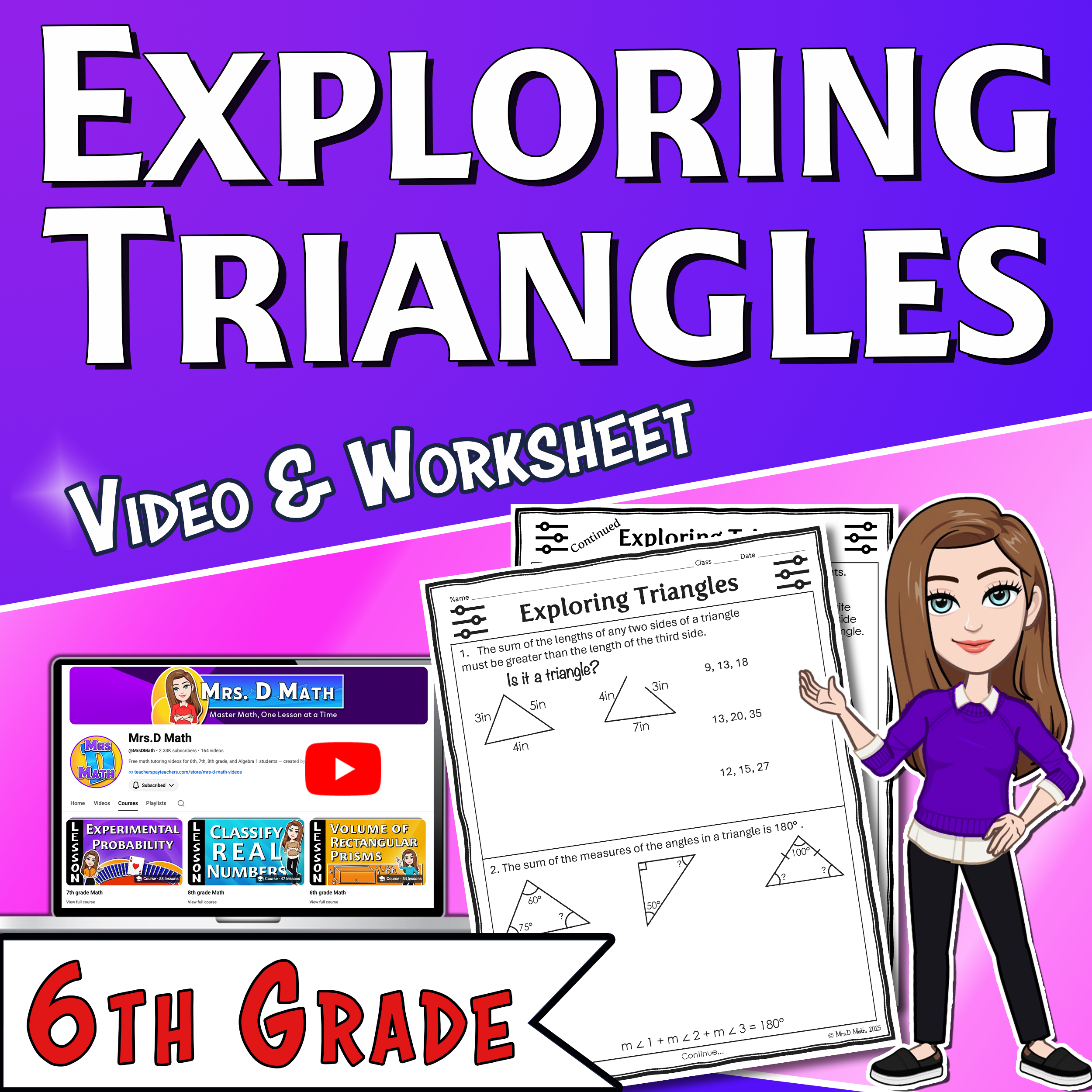 Area of Quadrilaterals Video Lesson Worksheet | 6th grade
