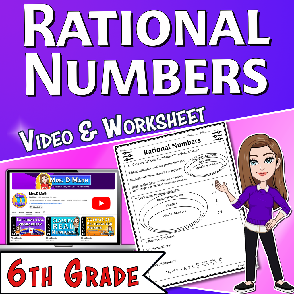 Classify Rational Numbers Video Lesson Worksheet | 6th grade
