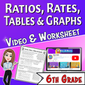 Ratios, Rates, Tables & Graphs Video Lesson Worksheet | 6th grade