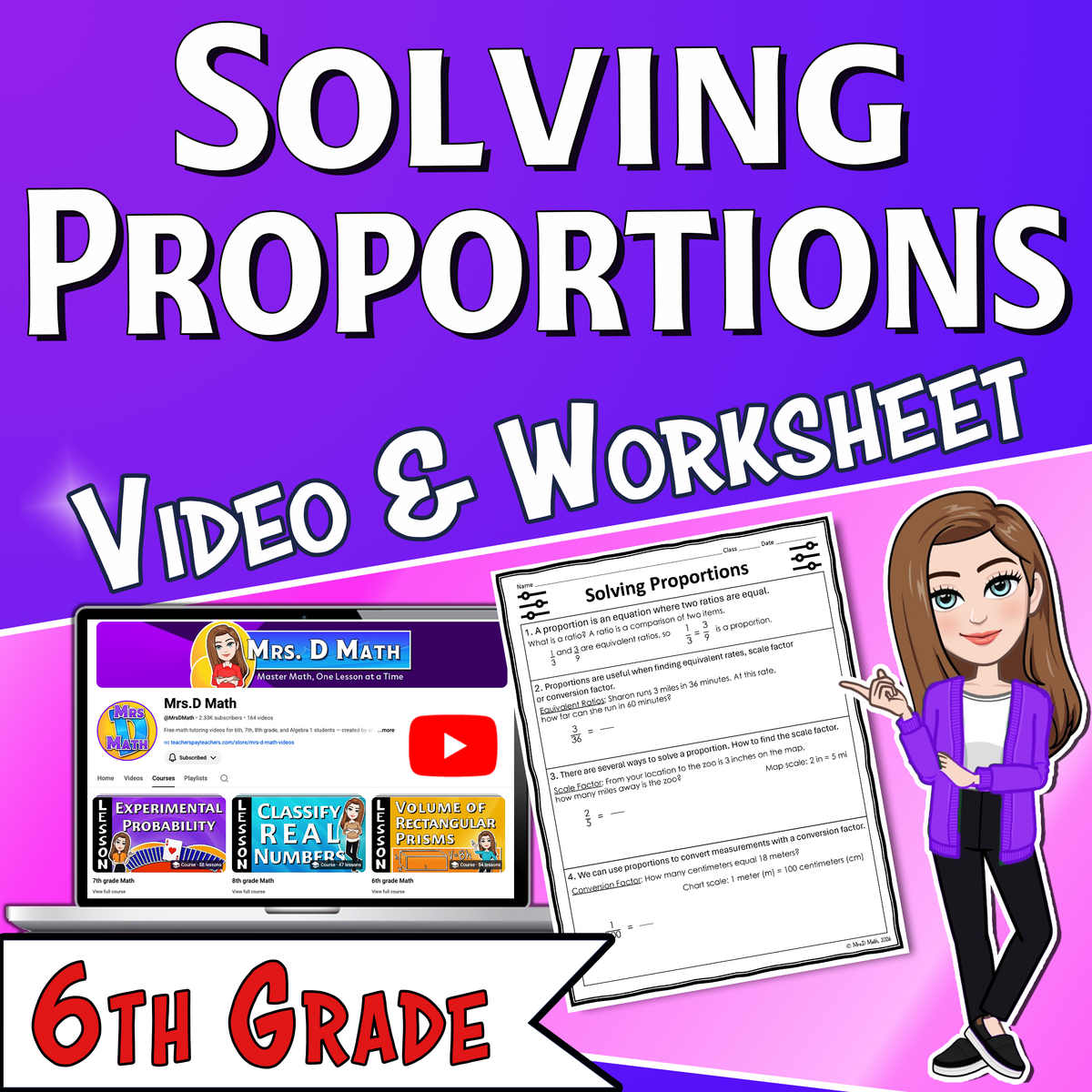 Solving Proportions Video Lesson Worksheet | 6th grade