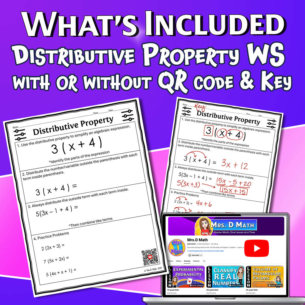 Distributive Property Video Lesson Worksheet | 6th grade