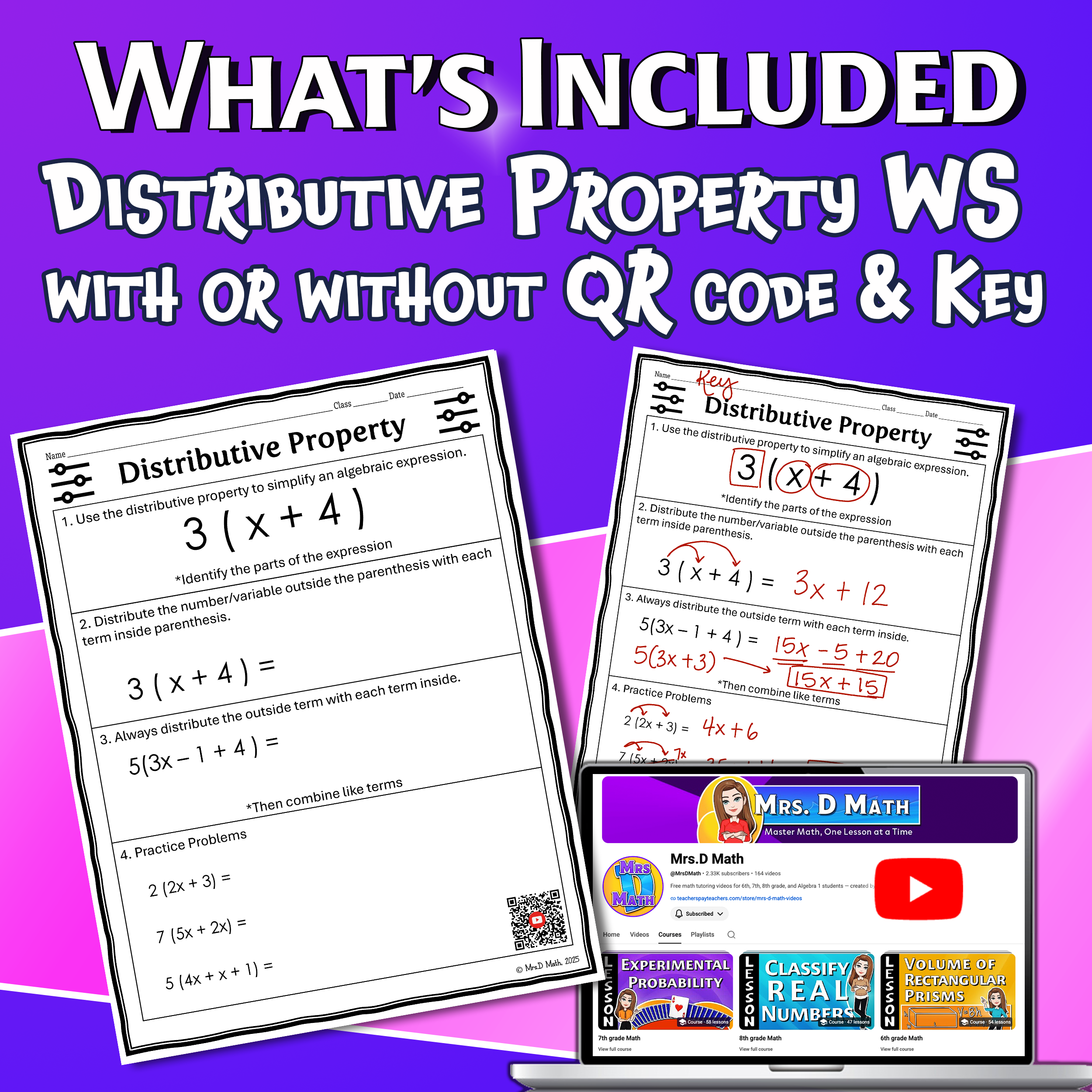 Distributive Property Video Lesson Worksheet | 6th grade