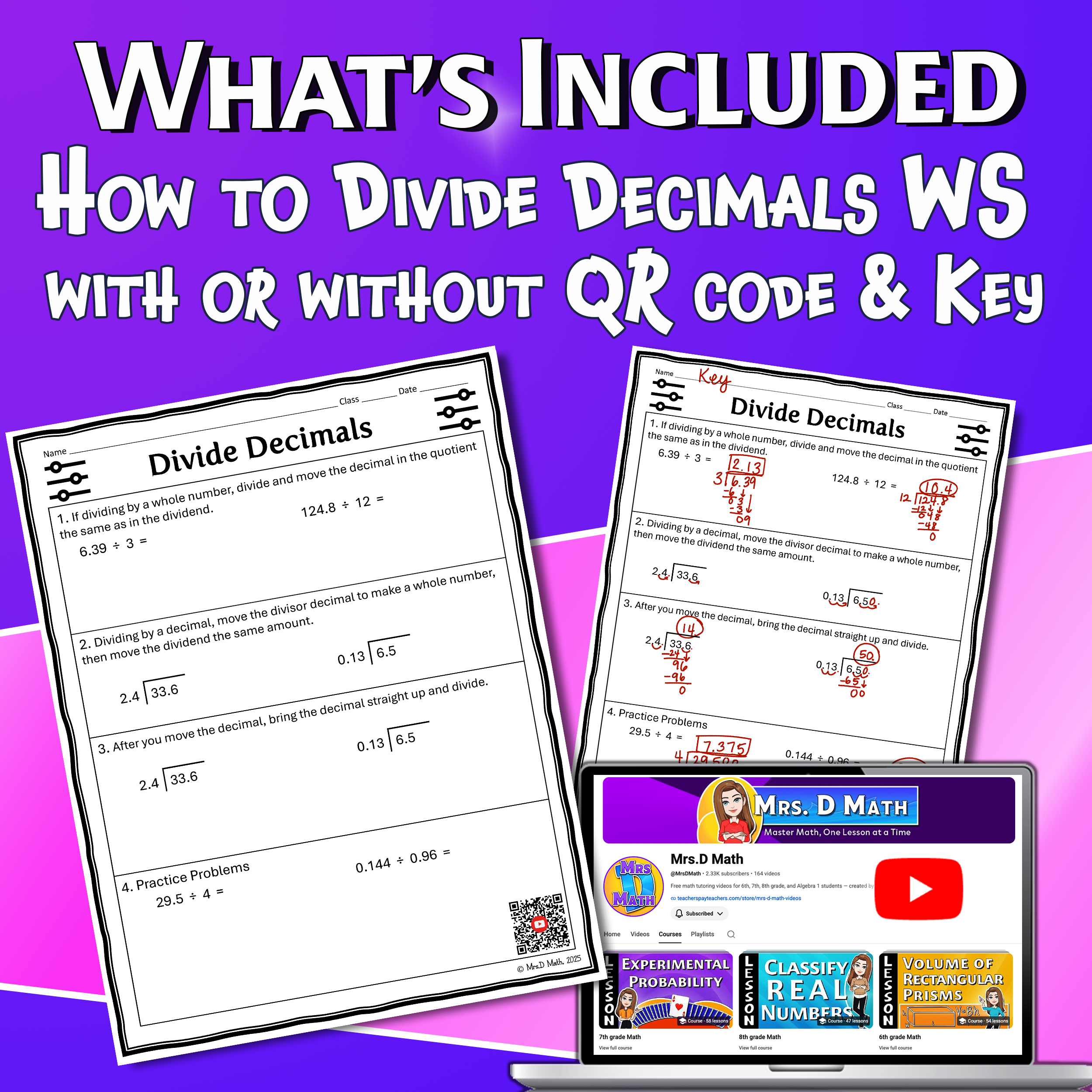 Divide Decimals Video Lesson Worksheet | 6th grade