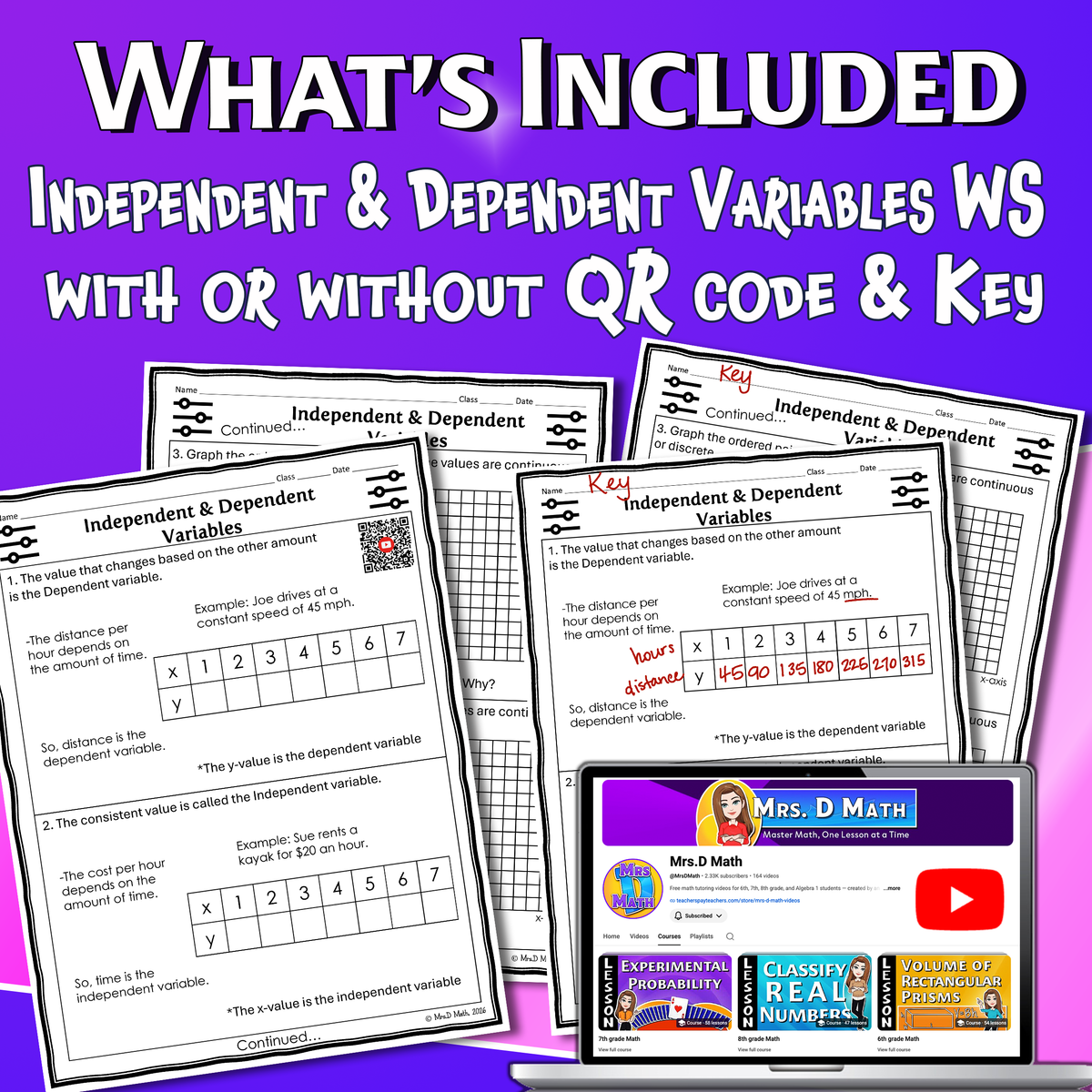 Independent & Dependent Variables Video Lesson Worksheet | 6th grade