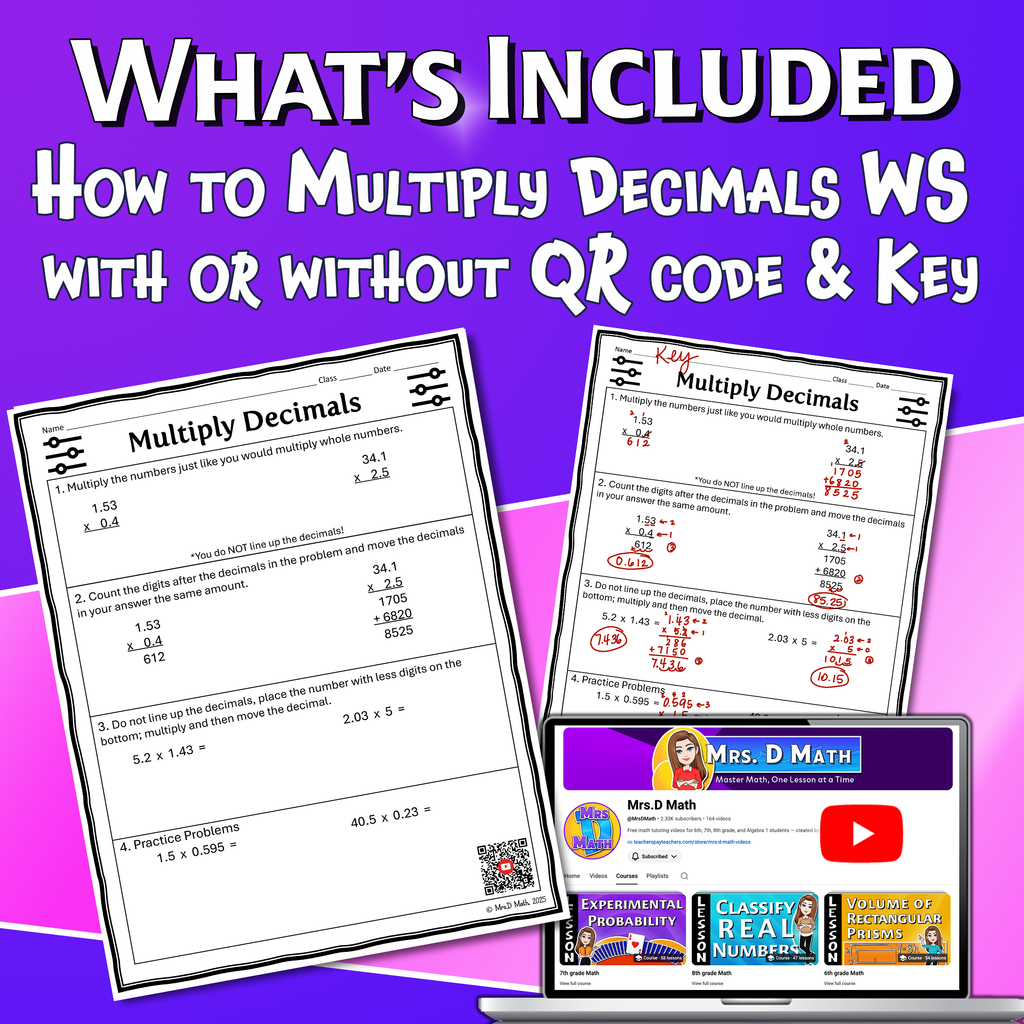 Multiply Decimals Video Lesson Worksheet | 6th grade