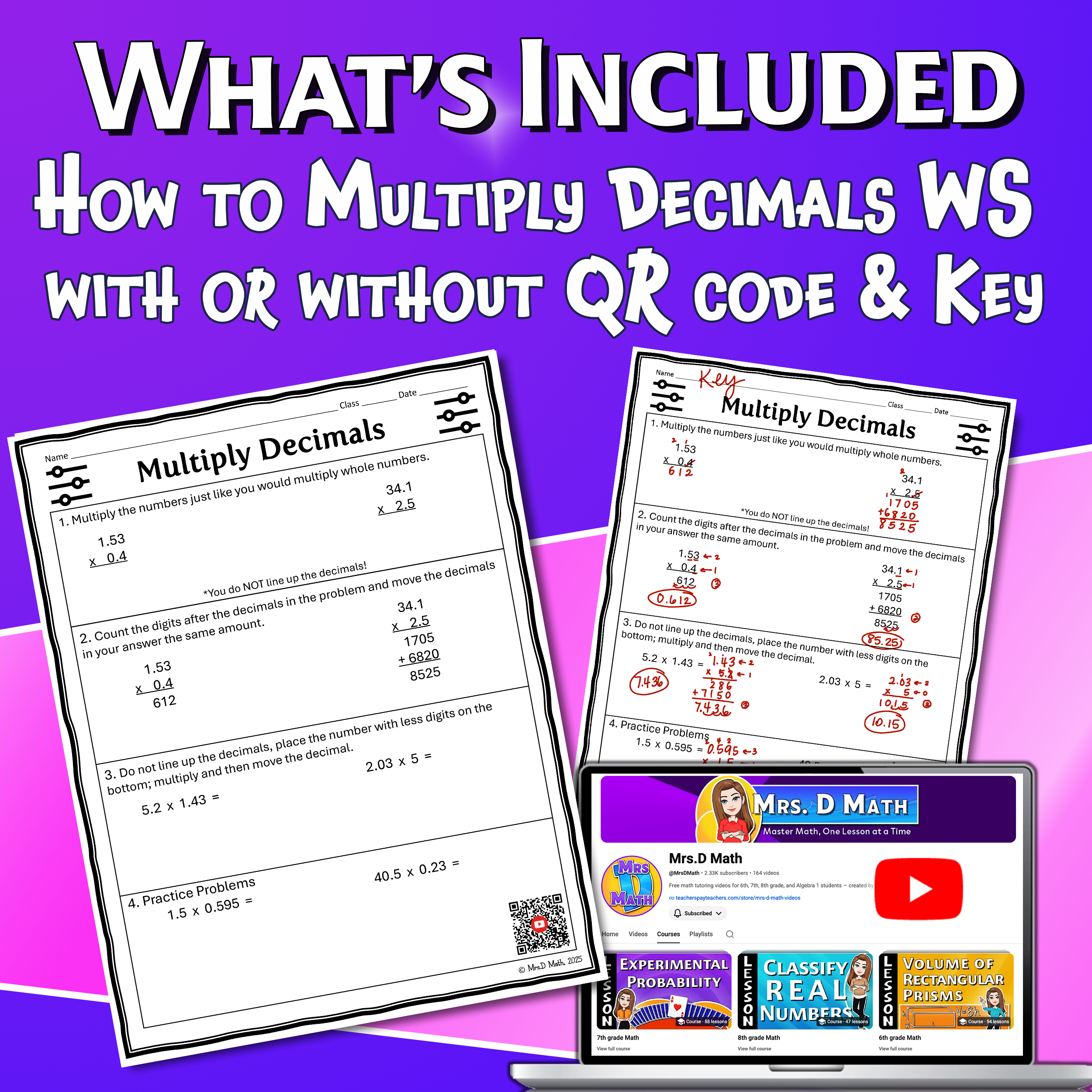 Multiply Decimals Video Lesson Worksheet | 6th grade