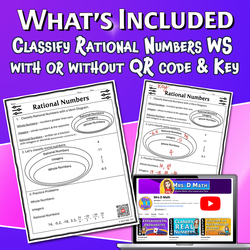 Classify Rational Numbers Video Lesson Worksheet | 6th grade