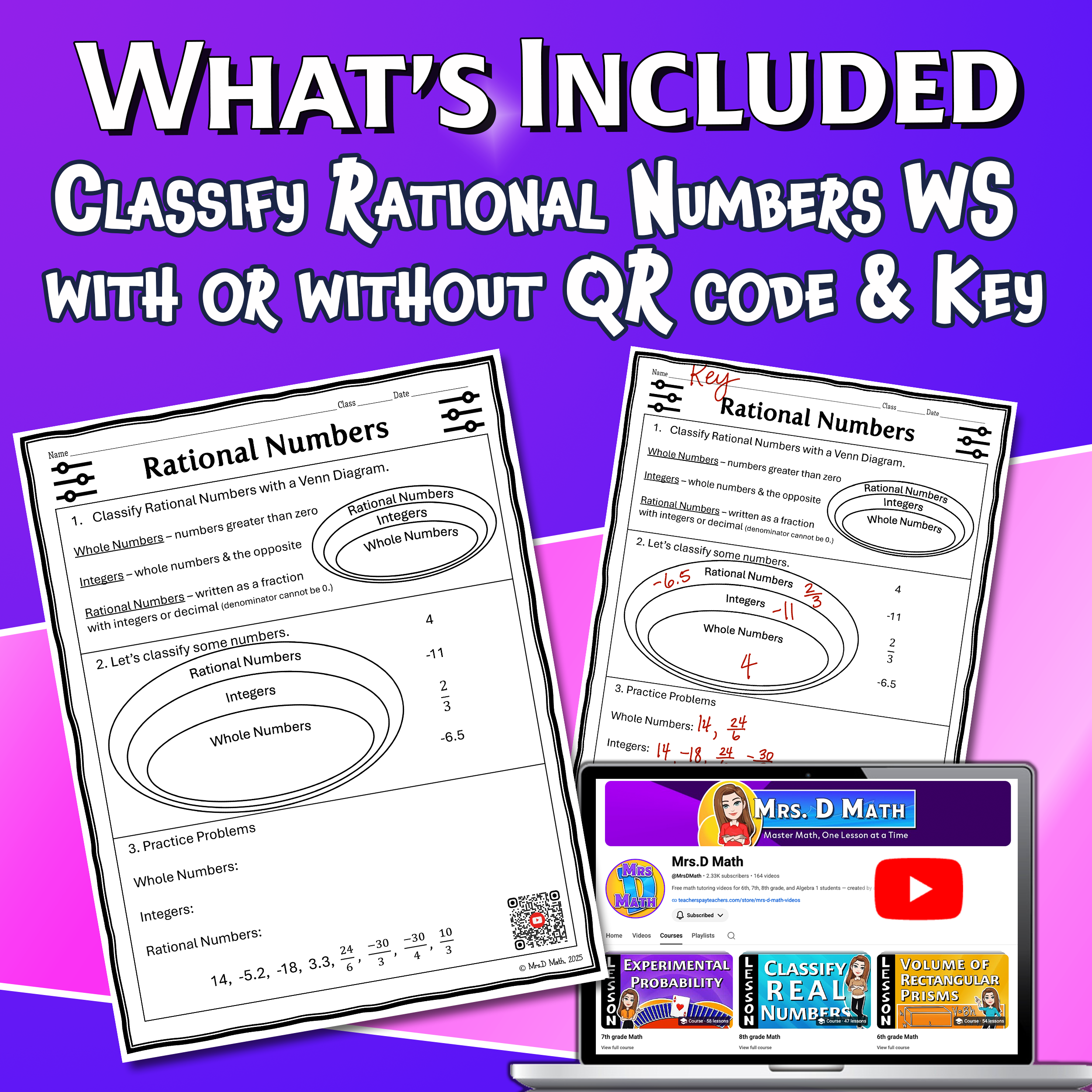Classify Rational Numbers Video Lesson Worksheet | 6th grade