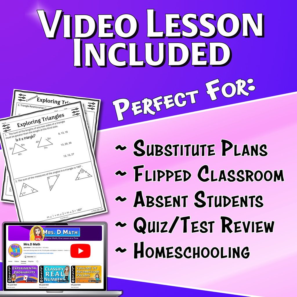 Exploring Triangles Video Lesson Worksheet | 6th grade