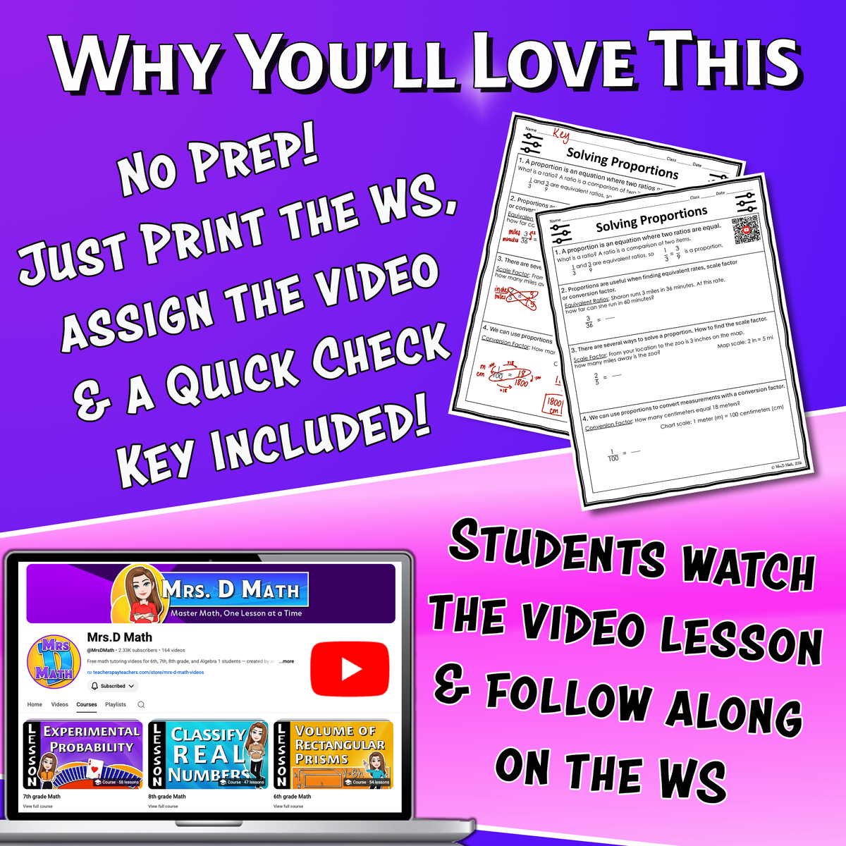 Solving Proportions Video Lesson Worksheet | 6th grade