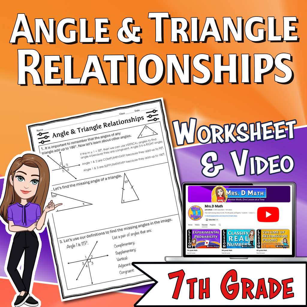 Angle & Triangle Relationships Video Lesson Worksheet | 7th grade