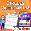 Circles Word Problems Video Lesson Worksheet | 7th grade