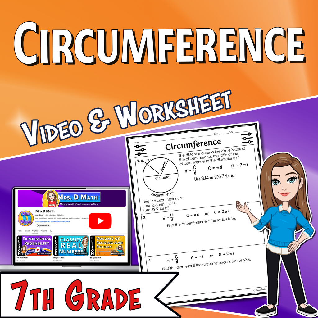 Circumference Video Lesson Worksheet | 7th grade