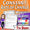 Constant Rate of Change Video Lesson Worksheet | 7th grade