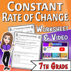Constant Rate of Change Video Lesson Worksheet | 7th grade