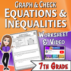 Graph & Check Equations & Inequalities Video Lesson Worksheet | 7th grade