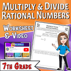 Multiply & Divide Rational Numbers Video Lesson Worksheet | 7th grade