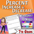 Percent Increase & Decrease Video Lesson Worksheet | 7th grade