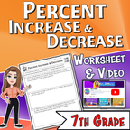 Percent Increase & Decrease Video Lesson Worksheet | 7th grade