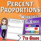 Percent Proportions Video Lesson Worksheet | 7th grade