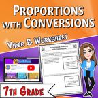 Proportional Problems with Conversions Video Lesson Worksheet | 7th grade