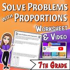 Solve Problems with Proportions Video Lesson Worksheet | 7th grade