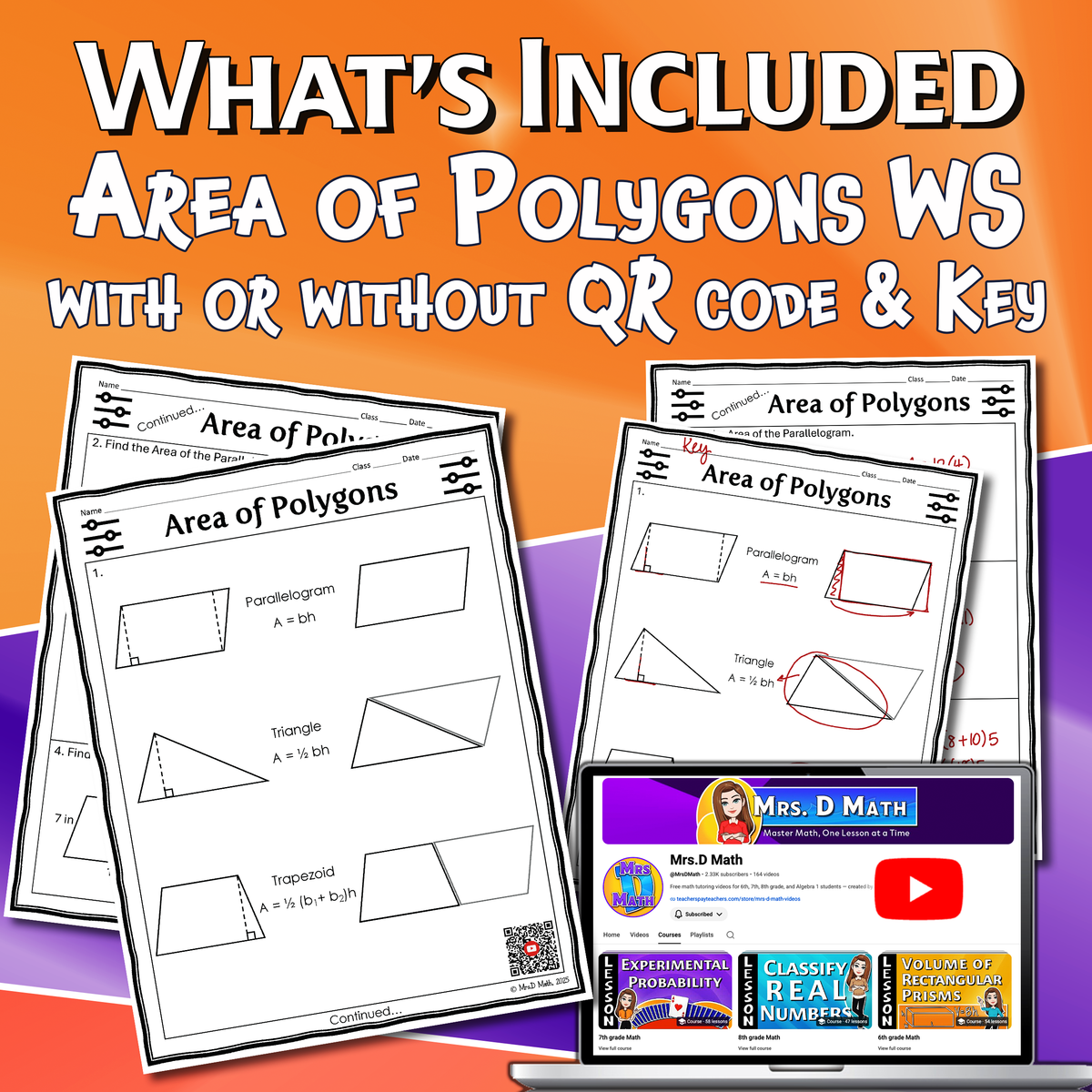 Area of Polygons Video Lesson Worksheet | 7th grade