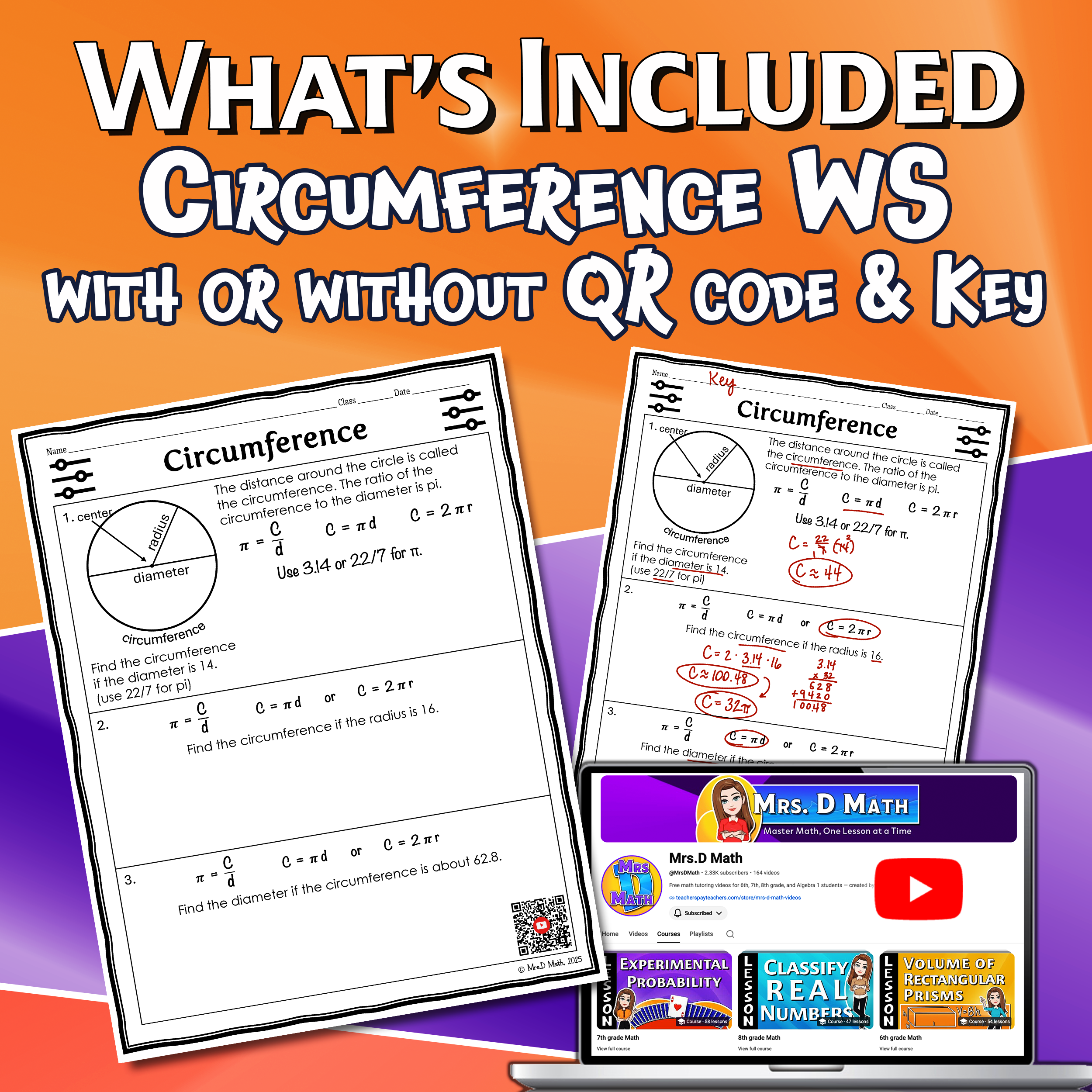 Circumference Video Lesson Worksheet | 7th grade