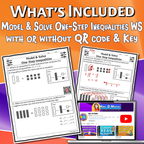 Model & Solve One-Step Inequalities Video Lesson Worksheet | 7th grade