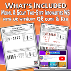 Model & Solve Two-Step Inequalities Video Lesson Worksheet | 7th grade
