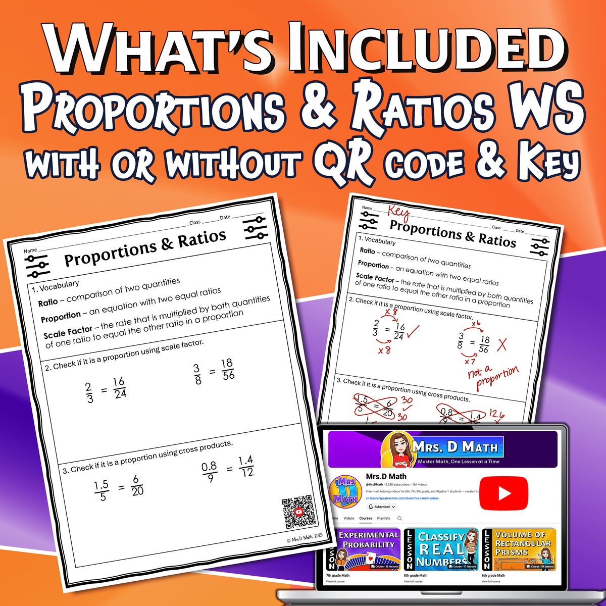 Proportions & Ratios Video Lesson Worksheet | 7th grade