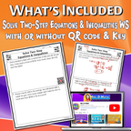 Solve Two-Step Equations & Inequalities Video Lesson Worksheet | 7th grade