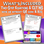 Two-Step Equations & Combine Like Terms Video Lesson Worksheet | 7th grade
