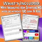 Write Inequalities from Situations Video Lesson Worksheet | 7th grade