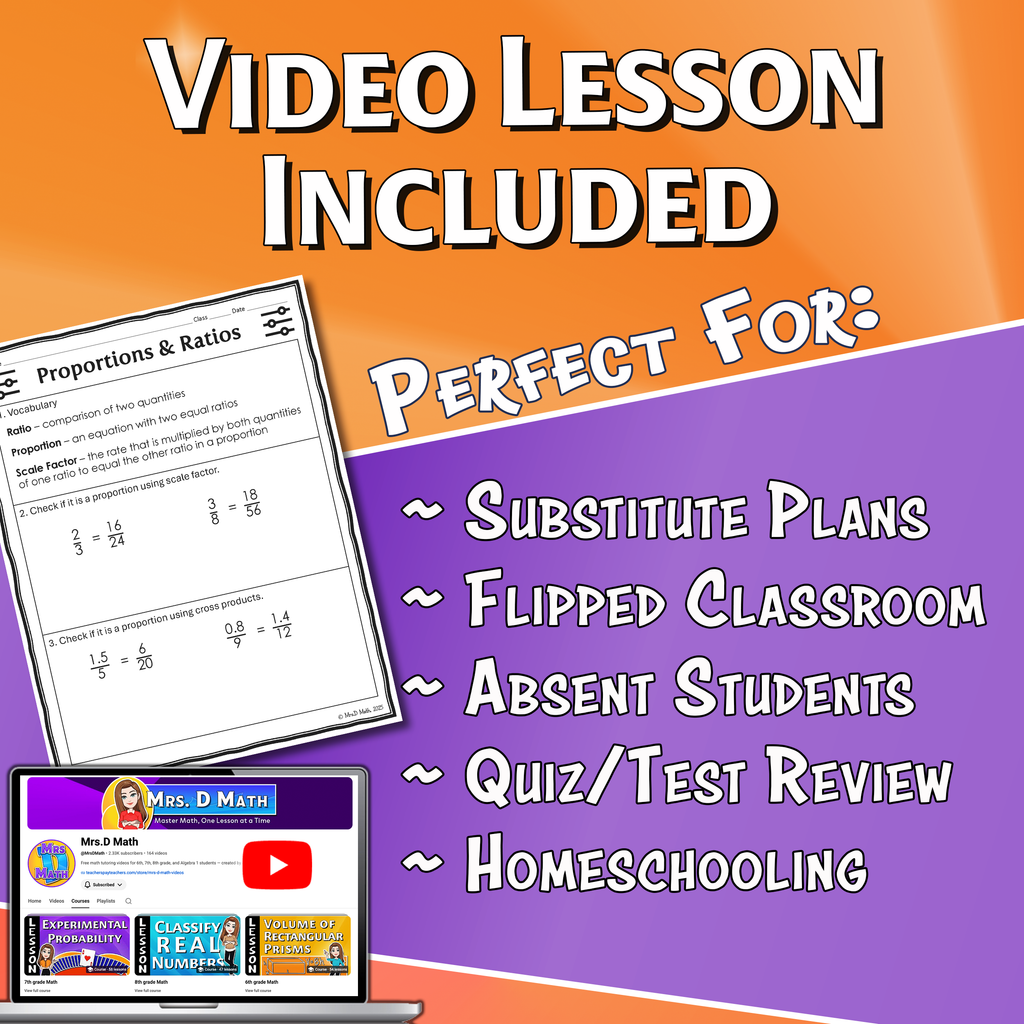 Proportions & Ratios Video Lesson Worksheet | 7th grade