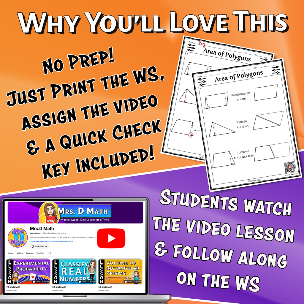 Area of Polygons Video Lesson Worksheet | 7th grade