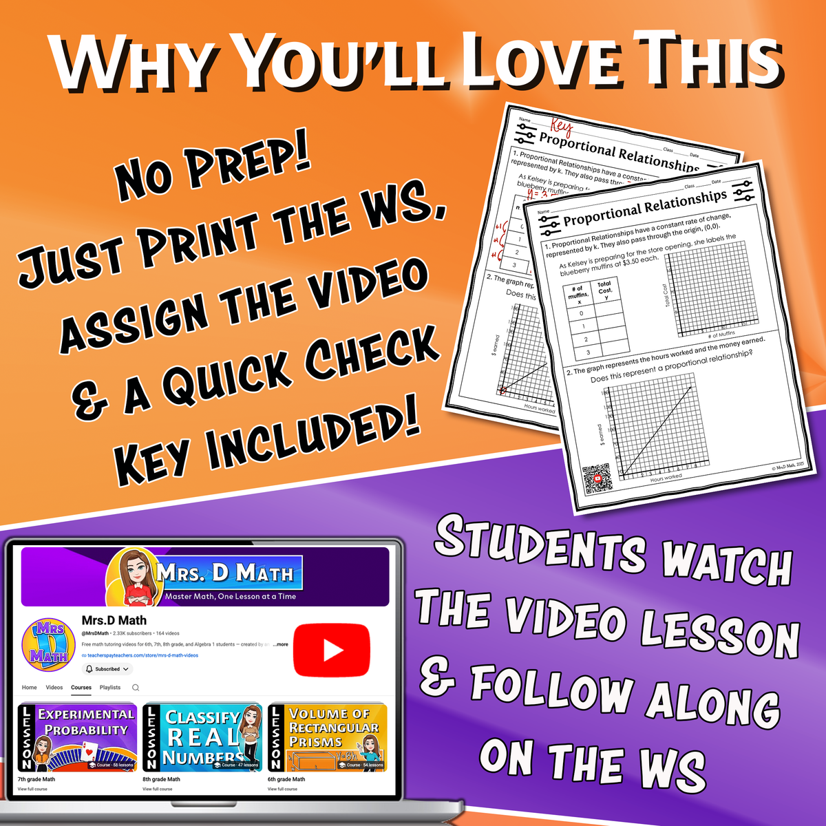 Proportional Relationships Video Lesson Worksheet | 7th grade