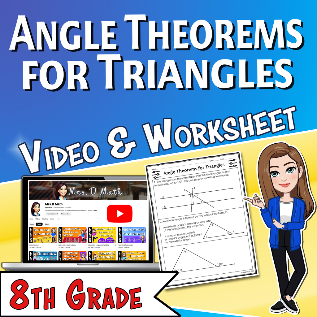 Angle Theorems for Triangles Video Lesson Worksheet | 8th grade