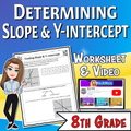 Determining Slope & Y-intercept Video Lesson Worksheet | 8th grade