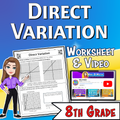 Direct Variation Video Lesson Worksheet | 8th grade
