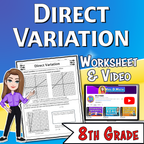 Direct Variation Video Lesson Worksheet | 8th grade