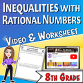 Inequalities with Rational Numbers Video Lesson Worksheet | 8th grade