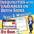 Inequalities with Variables on Both Sides Video Lesson Worksheet | 8th grade