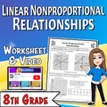 Linear Non-proportional Relationships Video Lesson Worksheet | 8th grade