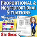 Proportional & Non-proportional Situations Video Lesson Worksheet | 8th grade