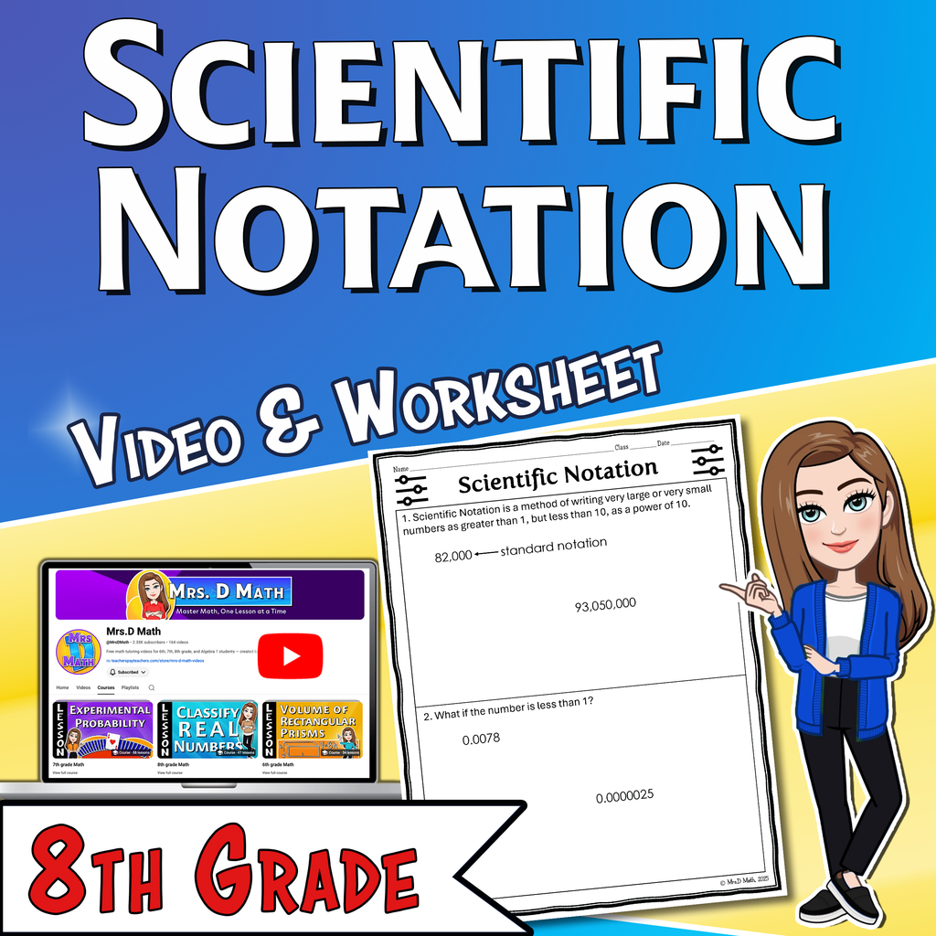 Scientific Notation Video Lesson Worksheet | 8th grade