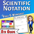 Scientific Notation Video Lesson Worksheet | 8th grade